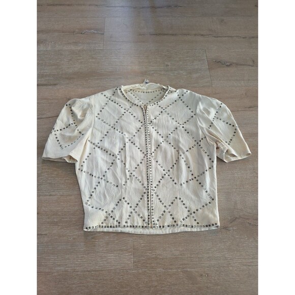 Vintage Original Design Cream Top with Rhinestones Medium to Large - Picture 1 of 9